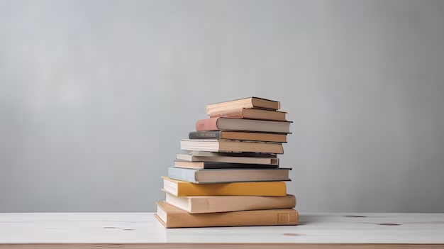Books stacked on a table